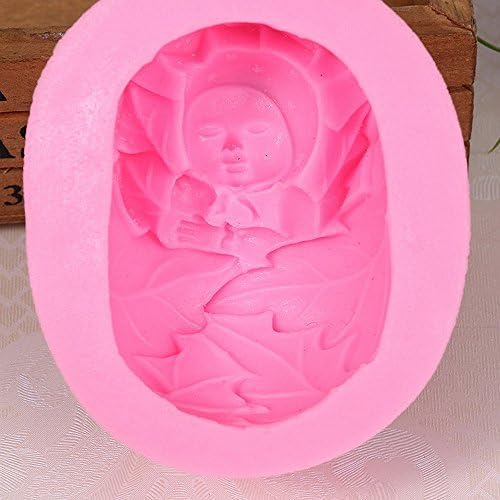 Oyuncak Ayı ile uyku Bebek Sabun Kalıp-MoldFun Sevimli Bebek Yaprakları Sarılmış Silikon Kalıp için Losyon Bar, Banyo Bomba,