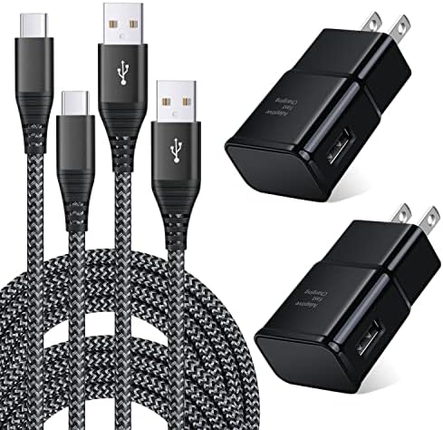 Adaptif Hızlı Şarj Duvar Şarj Kiti, Qıhop 2-Pack Hızlı Şarj Bloğu ile 6ft USB Tipi C Kablosu ile Uyumlu Samsung Galaxy S10/S10+/S10e