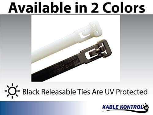 Kable Kontrol Serbest Bırakılabilir ve Tekrar Kullanılabilir Siyah Zip Bağları-14 İnç Uzunluğunda-50 Lbs Çekme Mukavemeti-100