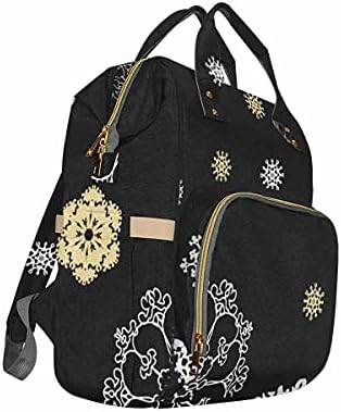 InterestPrint büyük kapasiteli bebek bezi çantası sırt çantası erkek kız kış altın beyaz kar taneleri için