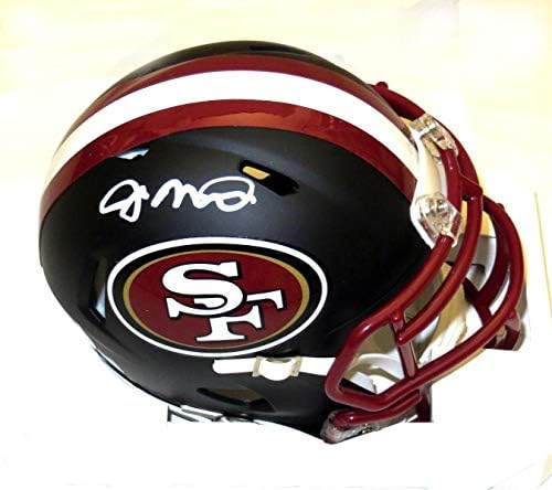 Joe Montana İmzalı San Francisco 49ers Mat Düz Siyah Mini Kask Beckett Tanık İmzalı NFL Mini Kasklar