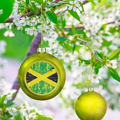 Retro Jamaika bayrağı Noel topu süsler kırılmaz Noel ağacı asılı süslemeleri için sevimli