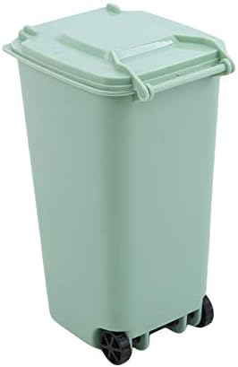 Sollarısy Plastik Çöp Kutusu Mini Çöp Kutusu Ofis için Tekerlekli Masaüstü Çöp Kutusu, Yeşil