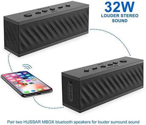 HUSSAR Bluetooth Hoparlörler, 16W Taşınabilir Kablosuz Hoparlör, Gelişmiş Bas ve Seçilebilir Ses Efektlerine Sahip Birinci Sınıf