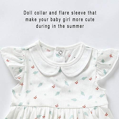 Zanie Çocuklar Bebek Kız Elbise Kısa Kollu / Uzun Kollu Çiçek Baskı Kıyafet Organik Pamuk Sevimli Bebek Giysileri, 2-Pack