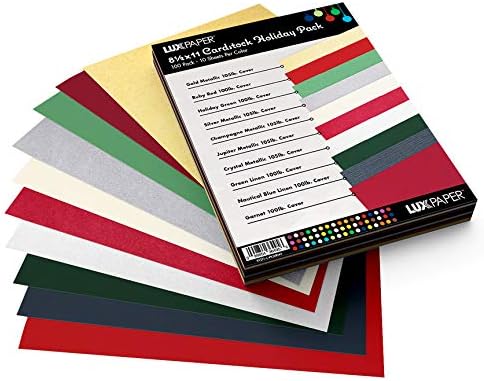 LUXPaper 8.5 x 11 Tatil Çeşitliliği 100lb'de El Sanatları ve Kartlar için Kart Stoğu. Kapak, Karalama Defteri Malzemeleri, 1
