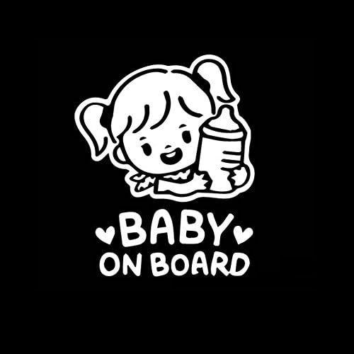 kaaka Bebek Gemide ve Küçük Kız ile Biberon-Araba Sticker - Karikatür Tarzı Kişisel ve Komik Desen Bebek Araba Hatırlatma Oto