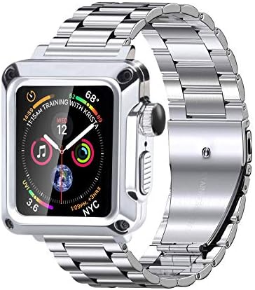 Apple Watch 6 Band 44mm için Metal Kasa, Paslanmaz Çelik Kayışlar İwatch Serisi 6 SE 5 4 için Ağır Hizmet Tipi Tampon Kılıfı