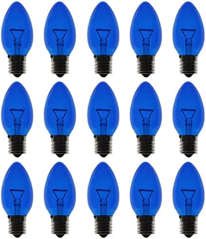 Lxcom Aydınlatma C7 mavi Noel yedek ampul 1 W Vintage LED edison ampulleri E12 Şamdan taban dekoratif filament dize ışıkları
