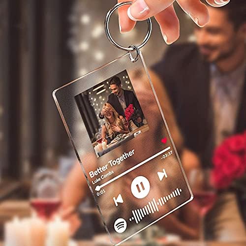 Özel Taranabilir Spotify Kodu Plak Çerçeve Anahtarlık Fotoğraf için Akrilik Anahtarlık Özelleştirilebilir Baskılı Şarkı Plak