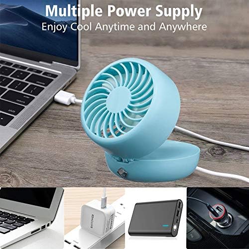 YUKİO Premium Taşınabilir Mini Fan, 2 in 1 Mini El Fan Kat USB Şarj Edilebilir Kişisel Fan için Ofis / Kamp / Seyahat (Mavi)