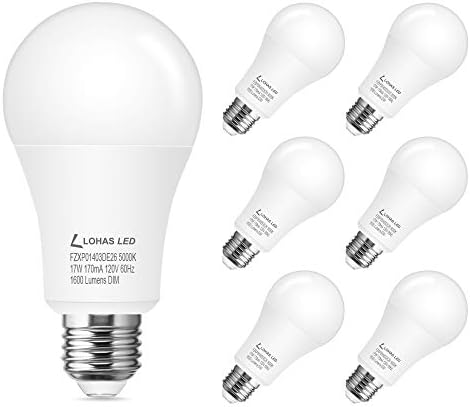 LOHAS LED Ampuller 150W Eşdeğer, Günışığı Beyaz 5000K Kısılabilir A19 Ampul 17 Watt, 1600 Lümen Enerji Tasarruflu Ampul, Oturma
