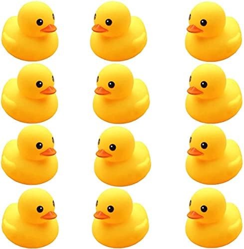 AIYUENCICI Banyo Ördek Oyuncaklar 12 ADET Sarı Kauçuk Ördekler Squeak & Şamandıra Ducky Bebek Duş Havuzu Oyuncak Toddlers Çocuklar