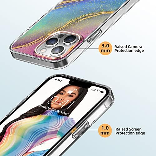 Jıfeıjıdıan iPhone için kılıf 13 Pro Max 6.7 Mermer Sevimli Desen Tasarım Parlak Glitter Koruyucu Kılıfları Sparkle İnce Şık