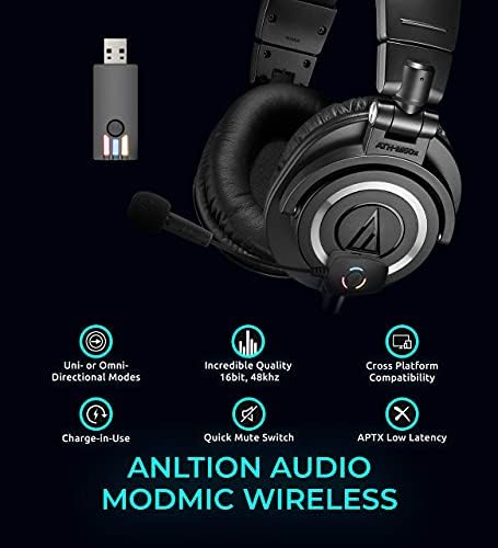 Antlion Audio ModMic Kablosuz, Blucoil 6' 3.5 mm Uzatma Kablosu, Kulaklık Amplifikatörü, Kulaklık Kancası ve Slappa Kulaklık