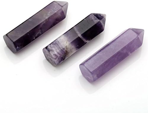 PESOENTH 3 adet 35mm Şifa Kristal Kuvars Puan Değneklerini Set Doğal Temizle Kuvars Kristal Noktası 6 Faceted Prizma Değnek Oyma
