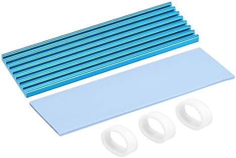 uxcell Alüminyum Soğutucu Kiti 70x22x3mm Mavi, M. 2 için Silikon Termal Pedli, 2280 SSD için