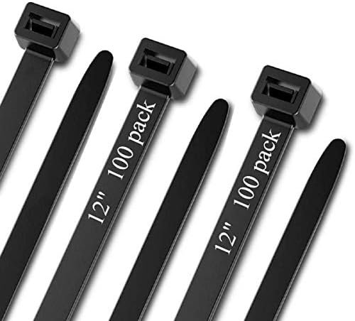 ALBO Siyah Zip Bağları 12 İnç Uzun Plastik Kablo Bağları 100 Paket Kravat Sarar 50lb UV Dayanıklı Naylon Tel Bağları