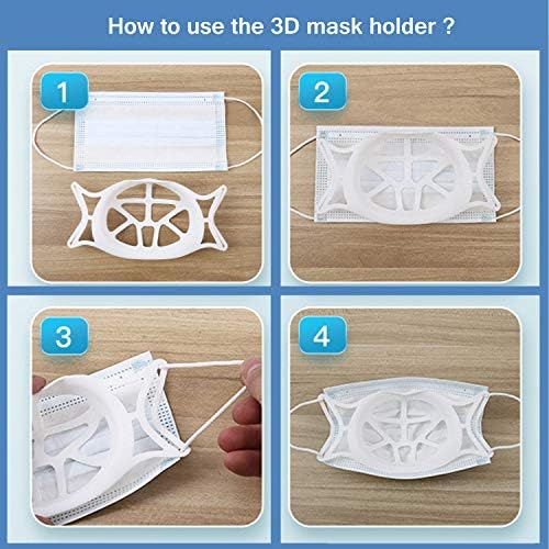3D Maske Braketi Silikon Maske Braketleri Bez Maskesi için Silikon, Yetişkin için 3D Yüz Maskesi İç Destek Çerçevesi (Beyaz)
