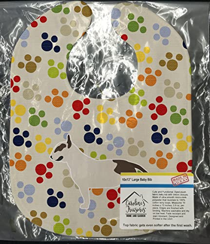 Caroline'ın Hazineleri BB6383BİB Bull Terrier Pawprints Bebek Önlüğü, 10 x 13, çok renkli