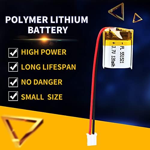 3.7 V 120 mAh 551521 Lipo Pil Şarj Edilebilir Lityum Polimer iyon pil Paketi ile JST Bağlayıcı