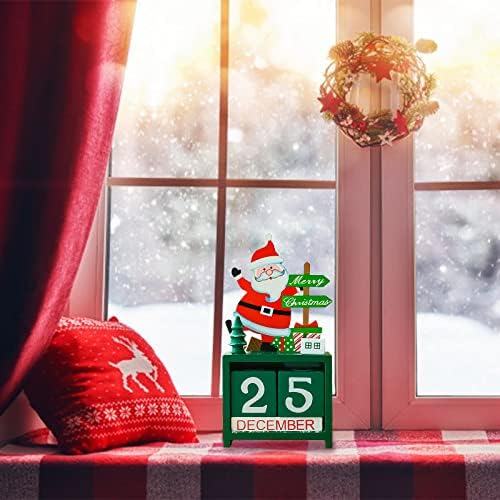 Olamtai Noel Geri Sayım Takvim, Noel Advent Takvim 2021, Ahşap Advent Takvim ile 5 Adet Ahşap Bloklar, Retro Noel El Yapımı Noel