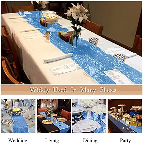 Masa Koşucu Sehpa Koşucu Bebek Mavi 12 x 72 Pullu masa Koşucu yemek masası Koşucu Açık Mavi 1 adet 12x72 Masa Koşucu Glitter
