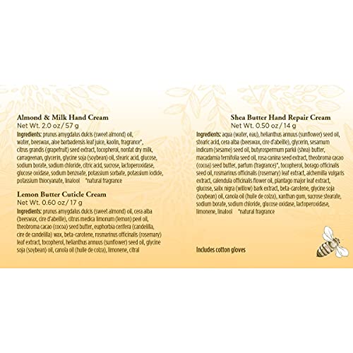 Burt's Bees Hediye Seti, 3 El Onarıcı Nemlendirici Ürünler - Badem ve Süt Kreması, Limon Yağı Kütikül Kremi, Shea Yağı Kremi,