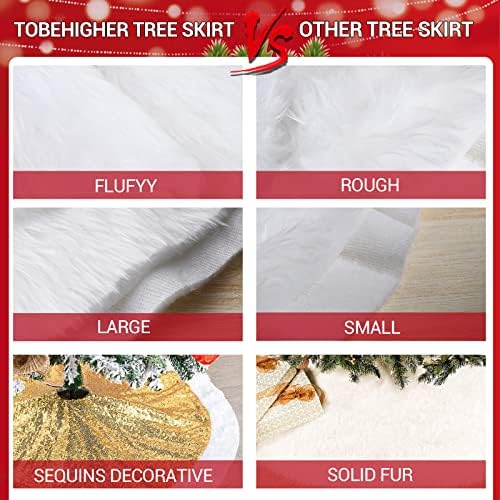 TOBEHİGHER Noel Ağacı Etek-Ağacı Etek, 48 İnç Altın Payetli Ağacı Etek, Faux Kürk Noel Peluş Ağacı Etek, Büyük Noel Ağacı Mat