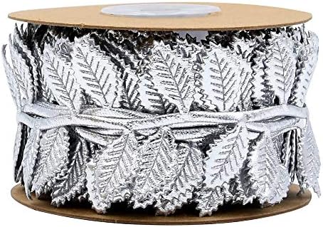 Noel Şerit 45mm Yapay Ipek Altın / Gümüş Yapraklar Yaprak Şerit Halat Çelenk DIY El Sanatları Parti Düğün Ev Dekorasyon Çelenk