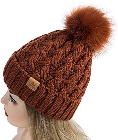 SAYFA BİR kadın kış nervürlü bere çapraz kap tıknaz kablo örgü ponpon yumuşak sıcak şapka