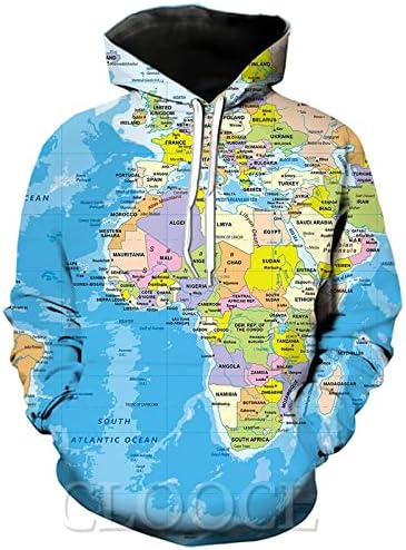 Dünya haritası 3D baskılı erkekler Hoodie giyim Unisex kazak Zip kazak rahat ceket eşofman