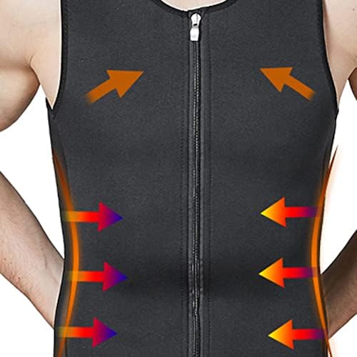 ChyJoey Bel Zayıflama Sauna Takım Elbise Erkekler için-Kolsuz Karın Kontrol Yağ Yakıcı Üst, Spor Sıkıştırma Gömlek Gym Fitness