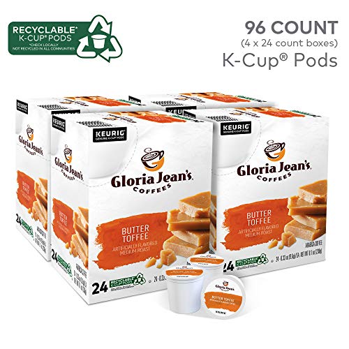 Gloria Jean's Coffees Tereyağlı Şekerleme, Tek Servisli Keurig K-Cup Kapsülleri, Aromalı Orta Kavrulmuş Kahve, 96 Sayım