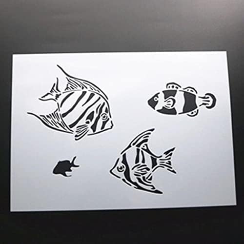 Abraha70-Small Balık Boyama Şablon DIY Katmanlama Şablonlar Boyama Karalama Defteri Boyama Kabartma Dekoratif Kart Template-15021