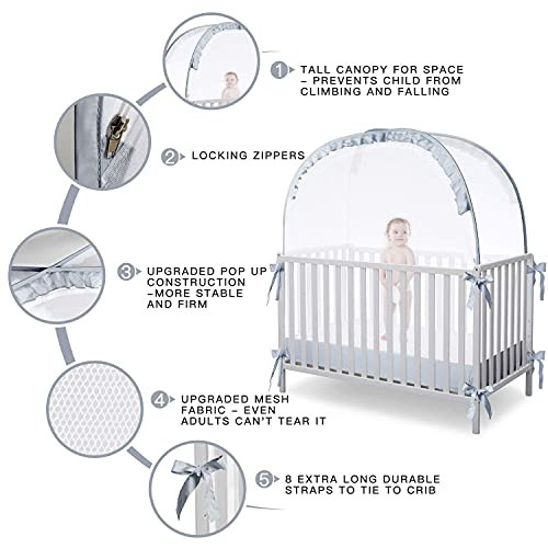 L Bebeğin Dışarı Çıkmasını Önlemek için RUNNZER Bebek Güvenliği Beşik Çadırı, Bebeğinizi Düşmelerden ve Isırıklardan Korumak