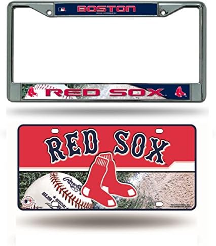 Boston Red Sox Krom Plaka Çerçevesi ve Red Sox Metal Etiket Plakası