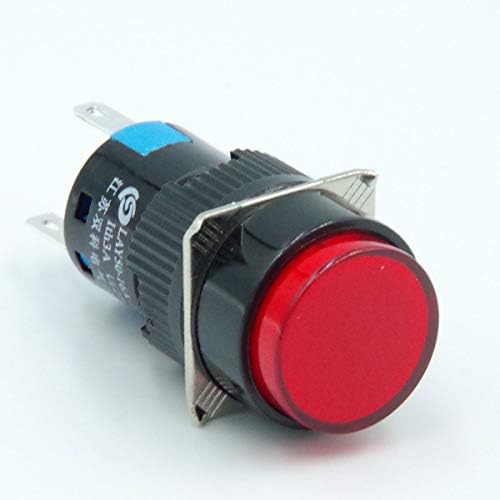 Bookh 16mm 1NO 1NC Push Button Anahtarı Anlık Yuvarlak LED Lamba Kırmızı ışık AC 110 V 5 Pin 1 Paket
