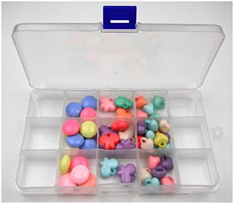Hepsi Bir Şeffaf Plastik Saklama Kutusu Konteynerler Takı Boncuk ve Bulgular için 17.5x9.5x2.5 cm (15 Grides-4Packs)