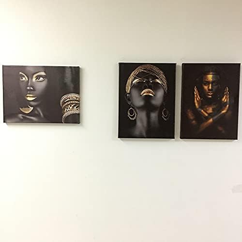 Soyut Poster Baskılı Altın Moda Siyah Kadın Portre Yapıt Tuval Baskı Oturma Odası Duvar Dekor asmak için Çerçeve 12x16 inç