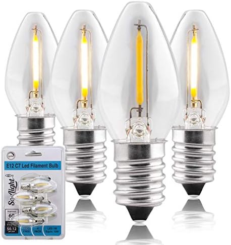 LED Gece Lambası Ampulü-C7 E12 LED Ampuller-Şamdan Ampulleri, 1 Watt Eşdeğer 10W Akkor Ampul, Sıcak Beyaz 2700K, Kurşunsuz Taban,