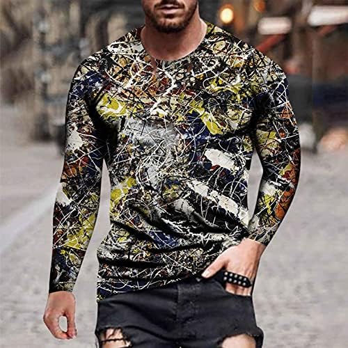 EGmoda Uzun Kollu Gömlek Erkekler için, erkek Moda 3D Baskılı Komik T Shirt Rahat Grafik Hip Hop Streetwear Slim-Fit Bluzlar