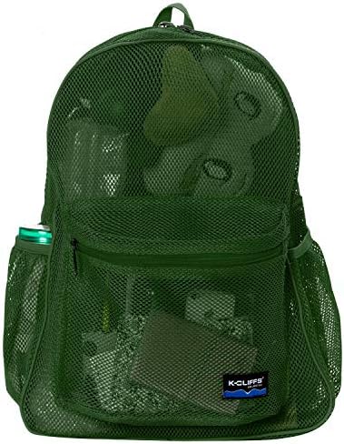 Ağır Örgü Sırt Çantası Klasik Öğrenci Bookbag Dayanıklı See Through Netleştirme Spor Çanta Paketi | Yastıklı Sapanlar (Yeşil)