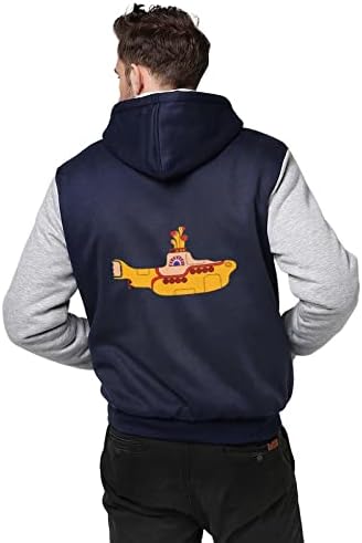 Komik sarı denizaltı erkek Hoodies tam Zip kapüşonlu Sweatshirt sıcak kalın mont ceket