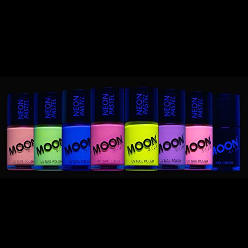 Moon Glow-Blacklight Neon UV Tırnak Cilası 0.48 oz Pastel 8 renk seti-Blacklights / UV Aydınlatması altında parlak bir şekilde