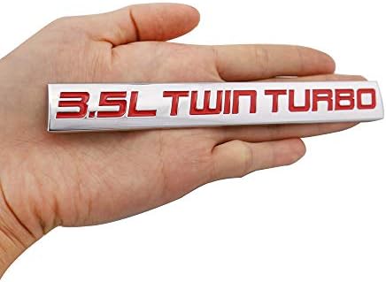 2 ADET 3D 3.5 L Ikiz Turbo Amblem Krom Metal Amblem Rozet Çamurluk Gövde Araba Decal Sticker (Siyah-Kırmızı)