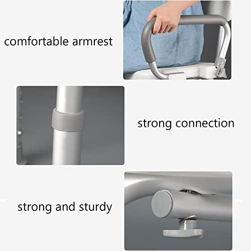 Alüminyum Alaşımlı Duş Taburesi, Kullanışlı Banyo Duş Sandalyesi, Katlanabilir Kolçaklı, Yüksekliği Ayarlanabilir, Beyaz, Alüminyum