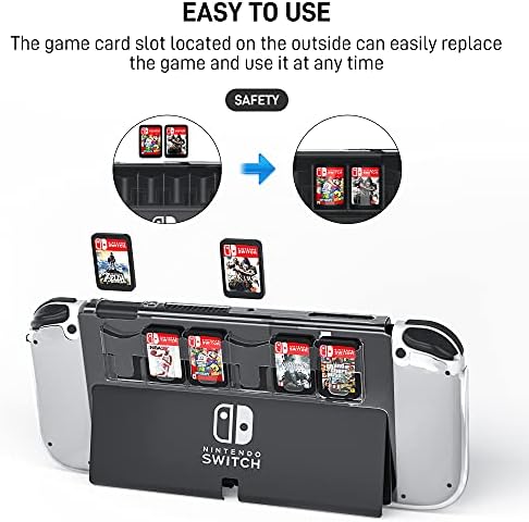 Nintendo Switch OLED Modeli için FANPL Şeffaf Koruyucu Kılıf, Oyun Kartı Depolama ile Sert Kılıf Kapağı, Uygun Taşıma, Şeffaf