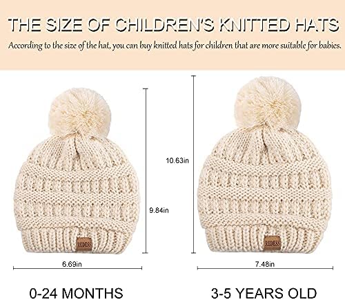 REDESS Bebek Çocuk Kış Sıcak Şapka, Bebek Yürüyor Çocuk Pom Pom Bere Örgü Kap Kız Erkek