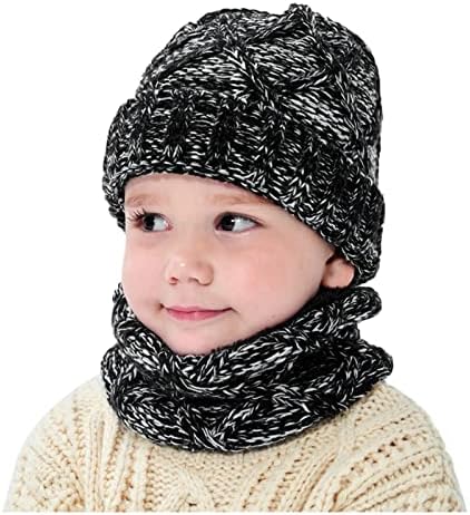 Erkek Kız 2 adet Çocuklar Unisex Kış Bere Şapka Eşarp Seti Sıcak Yumuşak Örgü Kafatası Kap Açık Kap Boyun Sıcak Soğuk Hava için